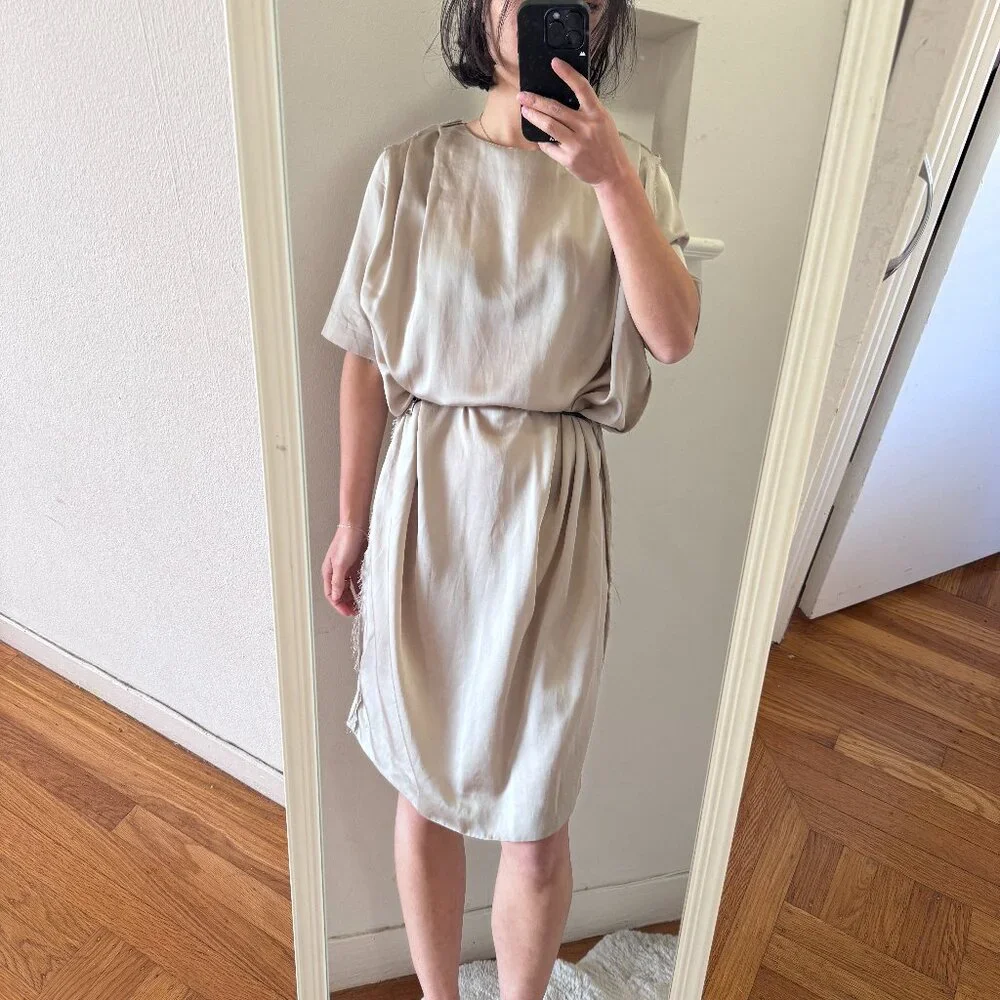 Acne Studios Bacall beige champagne mini dress FR 34 US 2 - Picture 1 of 13